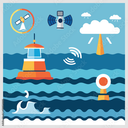 Flat maritime vector pack with port city skyline, Arctic shipping scene, nautical charts, ocean weather icons, ship interiors, and maritime timeline designs for World Maritime Day