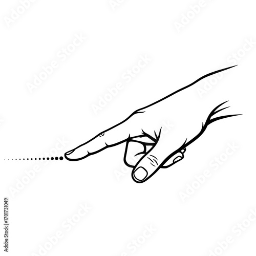 Hand pointing to a series of increasing dots