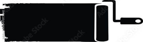 Black paint roller with textured stroke illustration 
