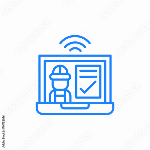 worker laptop checklist icon sign vector