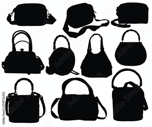 Handbag Vector Icon, Vanity Bag Silhouette, Stylish Clutch, Trendy Fashion Accessories, Women's Purse Illustration, Feminine Branding, Luxury Handbag Logo, Modern Fashion, Elegant Ladies Bag Design.