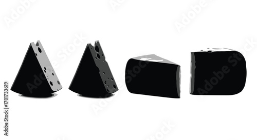 Four distinct black triangular and rectangular shapes displayed individually against a white canvas vector