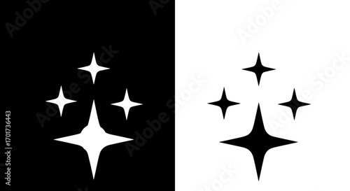 Sparkling star icons set for highlighting cleanliness shine and brilliance in designs