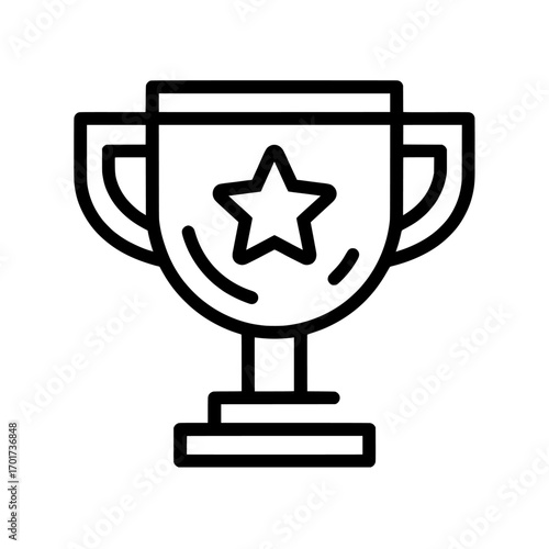 Modern illustration featuring a first prize winner trophy icon, set on a white background with editable color options