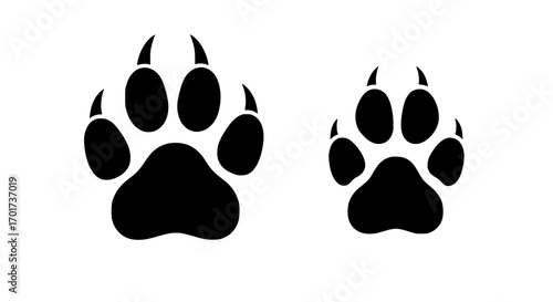 Two distinct black paw prints with visible claw marks representing wild animals or pets