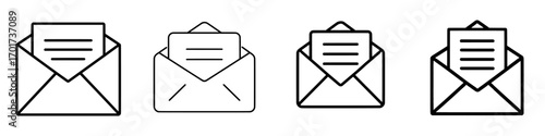 Modern mail icon, an envelope symbol for use on computers, websites, and mobile applications