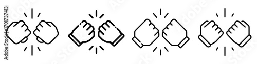 Two clenched fists colliding, symbolizing conflict, confrontation, resistance, competition, and struggle, set against a modern white background with editable colors