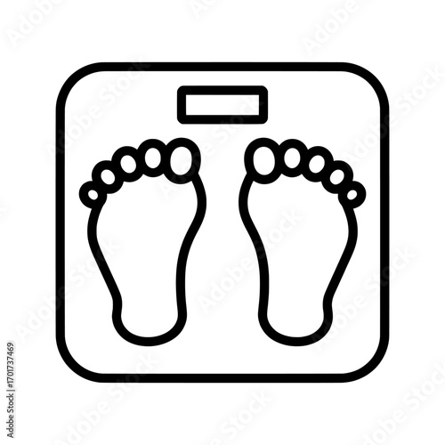 Icon of weighing yourself with an elongated shadow, presented in a modern style on a background where the color can be edited