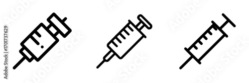 Modern design incorporates an injection symbol, sign, and icon