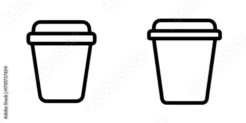 Modern design featuring a coffee cup icon, sign, and symbol
