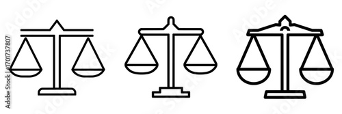 The icon, sign, and symbol of Scales Justice are represented in a modern design
