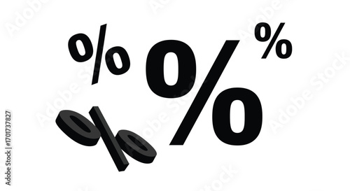 Discount percent symbols floating and rotating dynamic financial percentage marketing and sales concept vector