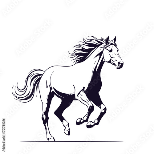 Majestic horse galloping freely through open countryside capturing a sense of power and grace