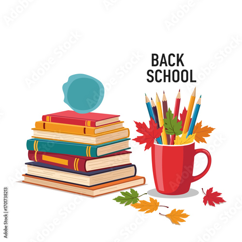 Exciting back to school supplies and books for learning and education