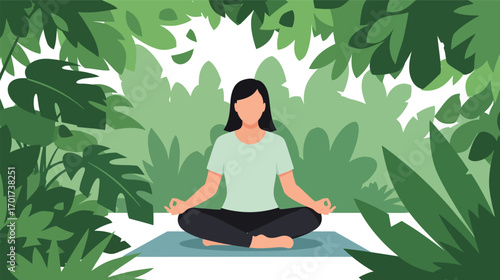 Young woman practicing yoga and meditation in lotus pose