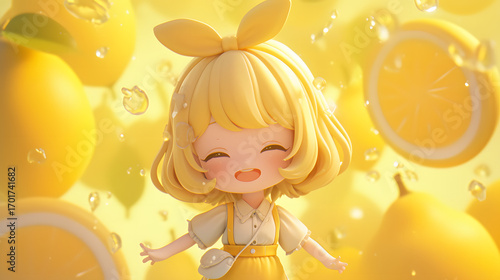chibi character lemon theme light yellow hair