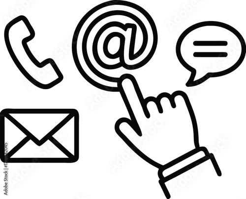 Contact Icons with Open Hand communication mail 
