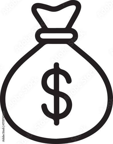 money bag icon finance banking savings investment economy business budget cash dollar outline symbol