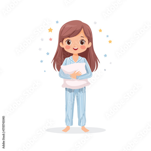 Sleepy Anime Girl Surrounded by Stars - AI Generated