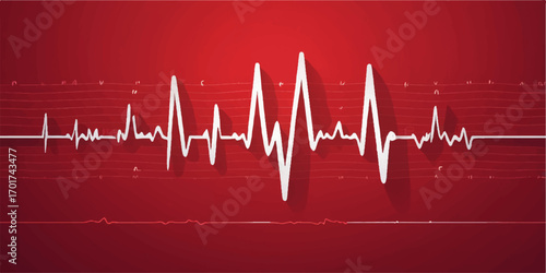 A cardiogram showing a green heartbeat line on a medical monitor illustrating a healthy pulse rate