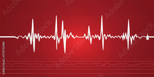 Medical monitor displays a red heartbeat line on a cardiogram, showing a healthy life pulse and a steady heart rate