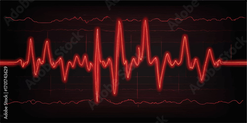 The pulsing green line of a heartbeat on a medical monitor is a classic cardiogram illustration of life and health