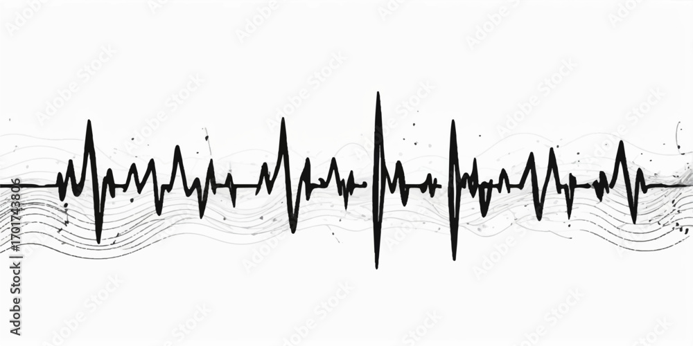 Obraz premium Blue sound wave vector illustration, a digital light frequency audio graph