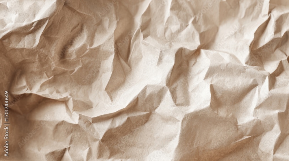 Obraz premium Beige Wrinkled Paper Texture Background for Graphic Design and Artistic Projects, Perfect for Mockups and Overlays