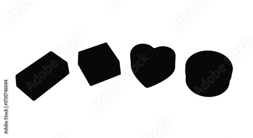 Four distinct black geometric shapes isolated on a for design projects vector