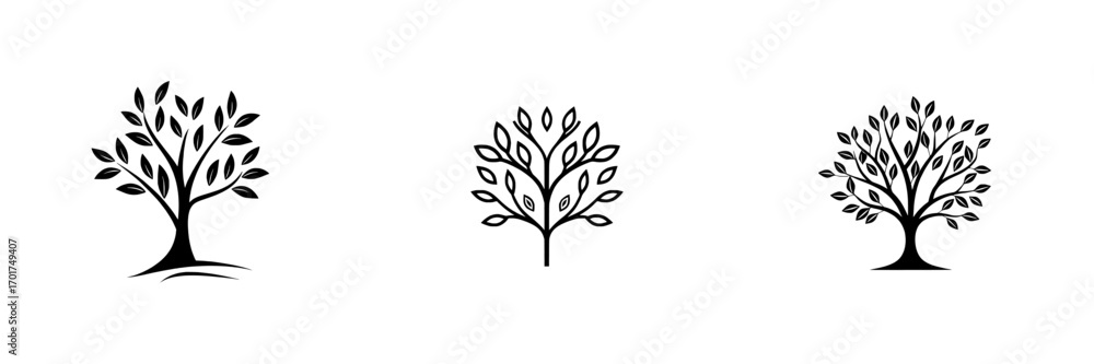 Fototapeta premium The Tree of Life is represented by a stylized silhouette of a majestic tree with branches that stretch upwards towards the sky, embodying growth, resilience, and the interconnectedness of life