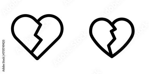 The Broken Heart Icon is a simple yet powerful silhouette that symbolizes heartbreak, loss, and separation, and can be utilized for a variety of purposes
