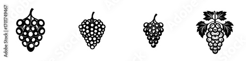 The Grapes Icon is a simple yet elegant representation of a cluster of grapes accompanied by leaves, ideal for use on wine labels, menus, or website designs