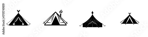 A simple yet powerful silhouette of a camping tent is perfect for illustrating outdoor adventures, camping gear, and nature-themed designs