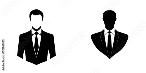 The Businessman Icon features a simple yet powerful silhouette of a suited businessman, perfect for avatars, profile pictures, or website icons, with a clean and professional design