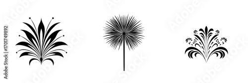A stylized black and white mandala, known as the Abstract Floral Mandala, boasts radial symmetry and resembles a flower in bloom, with its complex design promoting balance, harmony, and spiritual