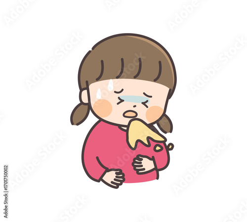 気分が悪くて吐いている女の子のイラスト