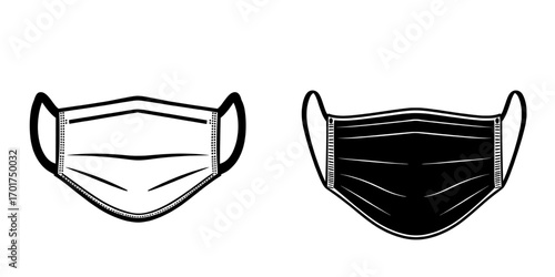 A simple black silhouette of a face mask serves as the Face Mask Icon, signifying protection, health, and safety in difficult situations