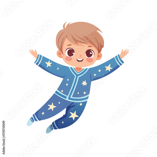 Adorable Dreamy Anime Boy with Star Pattern Pajamas - AI Generated