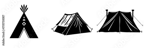The Tent Icon is a simple yet bold silhouette of a tent, evoking images of adventure and outdoor living, perfect for websites, apps, or any design project where a strong and clear symbol is needed