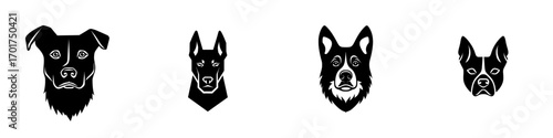 A stylized wolf's head with a playful smile and a hint of mischief in its eye is depicted in the Smiling Wolf Silhouette, ideal for logos and branding