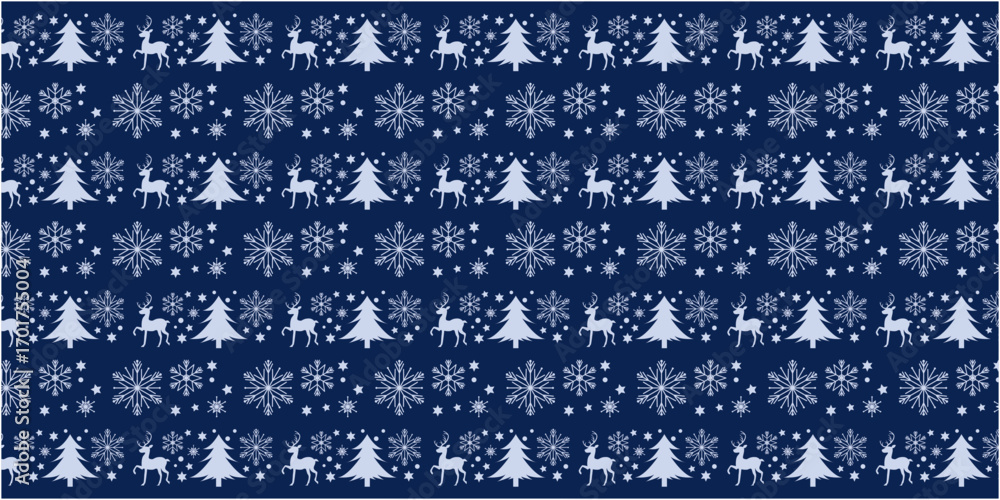custom made wallpaper toronto digitalWinter holiday and Christmas decoration pattern. Christmas trees, snow flakes and reindeers decoration illustration. Vector illustration.