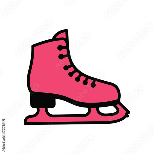 flat vector Vibrant pink ice skate ready for winter fun