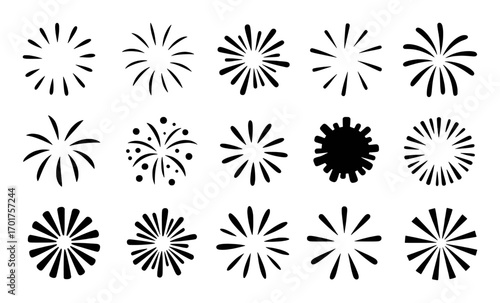 Collection of Black and White Starburst and Firework Icons