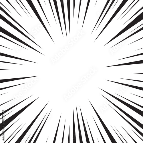 Manga comic explosion, motion or movement effect, vector background. Manga anime cartoon radial speed lines and abstract pattern for comic book burst, flash ray or explode bang action	