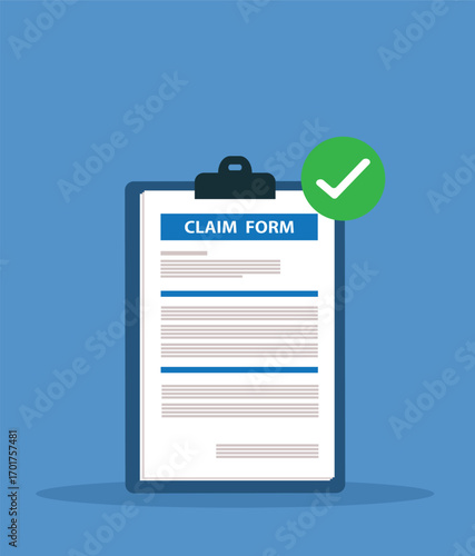 Clipboard claim form. Online claim form. Vector illustration 