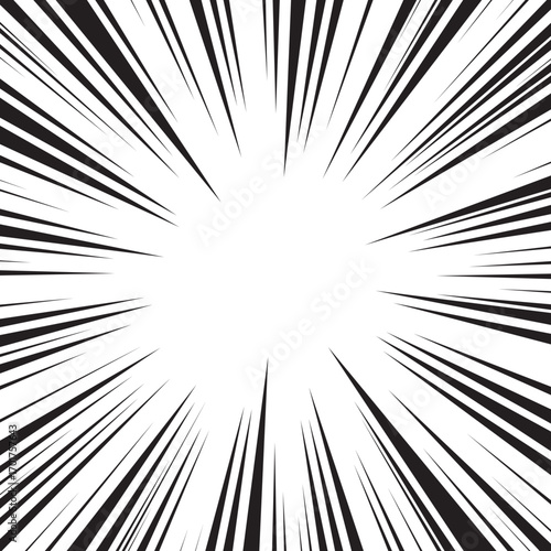 Manga comic explosion, motion or movement effect, vector background. Manga anime cartoon radial speed lines and abstract pattern for comic book burst, flash ray or explode bang action	