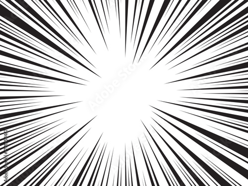 Manga comic explosion, motion or movement effect, vector background. Manga anime cartoon radial speed lines and abstract pattern for comic book burst, flash ray or explode bang action	