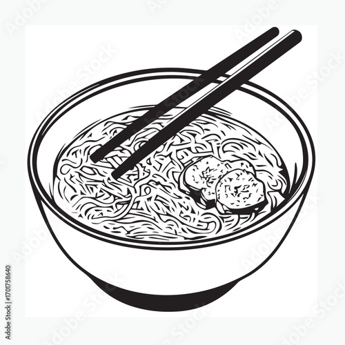 ramen in bowl with chopsticks