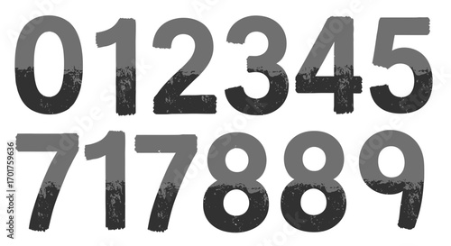 Distressed and Textured Number Set: Vintage Typography from Zero to Nine