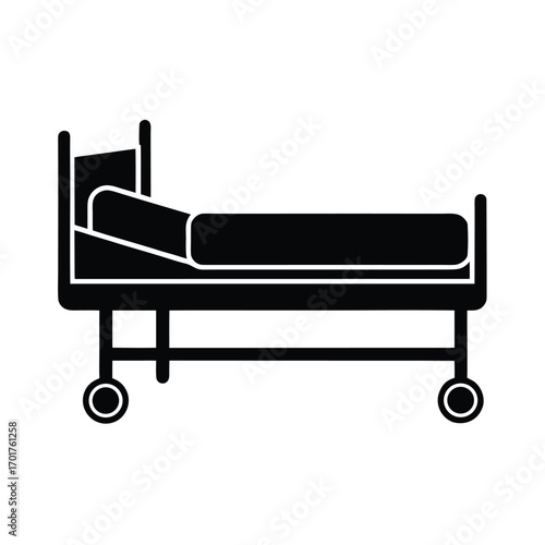 Hospital Bed Icon Patient Care Flat Title
